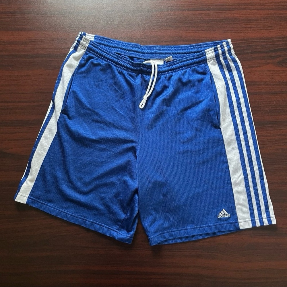 Vintage Adidas Basic Basketball Shorts Blue White Mens Size Medium